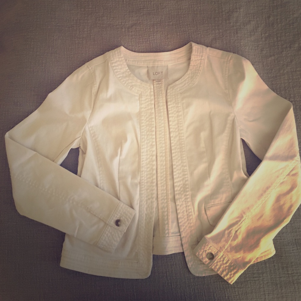 White Cotton Ann Taylor Loft Jacket